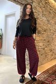 The Scamp Leopard Demi Bloom Pant Bordeaux